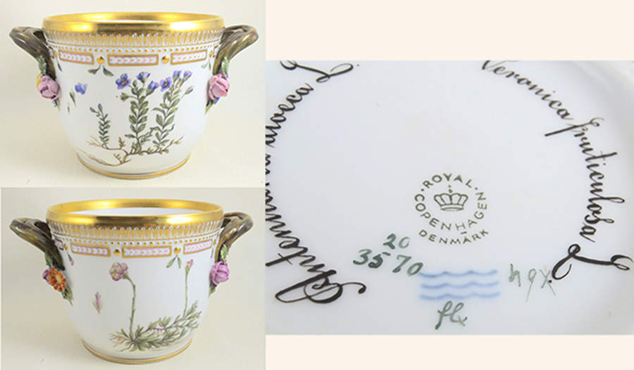 Flora Danica (1961 To Current) Small Round Wine Cooler/Cache Pot-Ane ric,Vio sylv by Royal Copenhagen-1