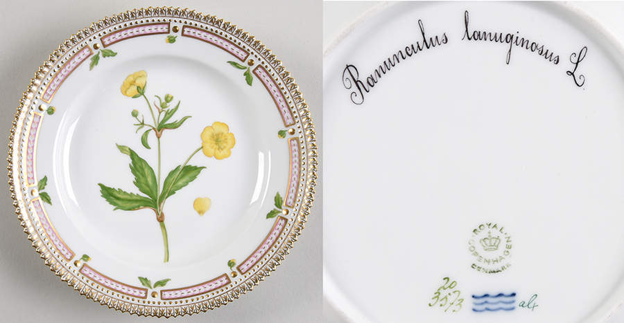 Flora Danica (1961 To Current) Salad Plate-Ranunculus lanuginosus L by Royal Copenhagen-1