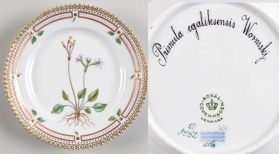 Flora Danica (1961 To Current) Bread & Butter Plate-Primula egaliksensis Warmski by Royal Copenhagen-1