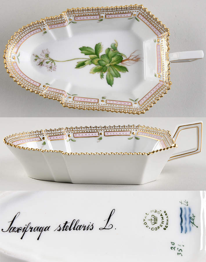 Flora Danica (1961 To Current) 7" Pickle/Accent Dish-Saxifraga Stellaris L. by Royal Copenhagen-1
