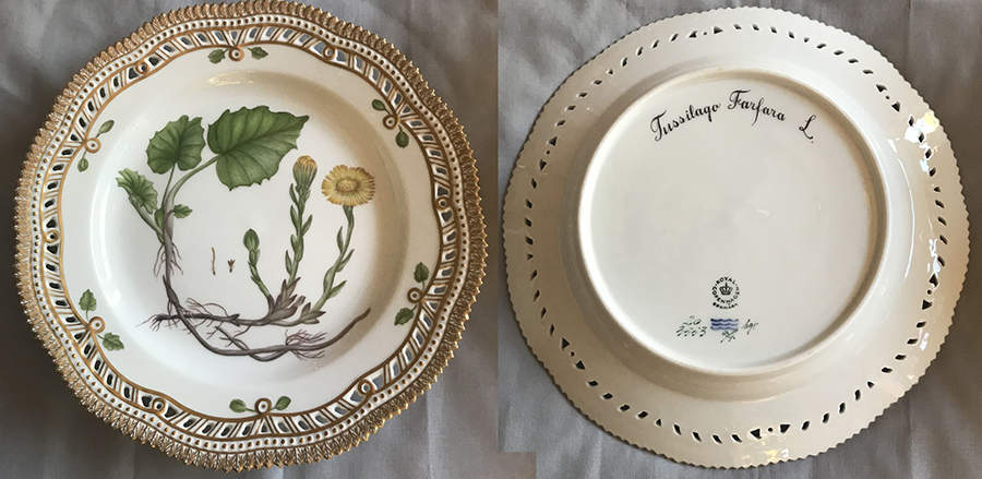 Flora Danica (1961 To Current) 10" Pierced Dinner Plate/Fruit Std-Tussilago Farfa by Royal Copenhagen-1