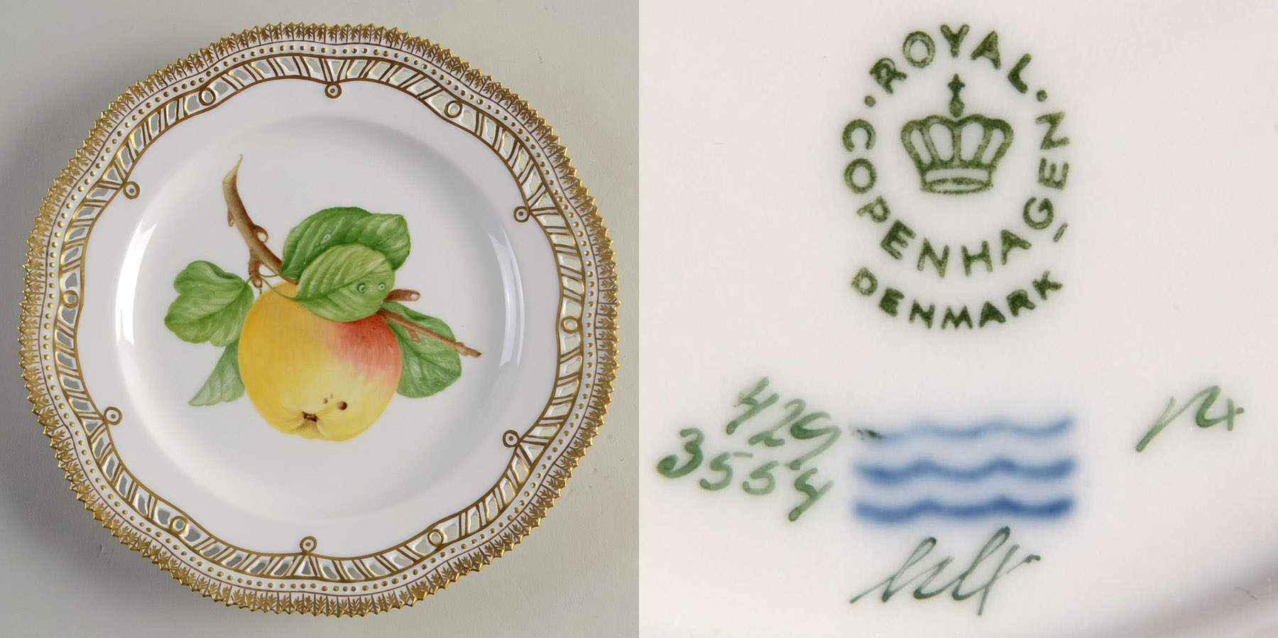 Flora Danica (1961 To Current) 9" Pierced Luncheon Plate/Fruit Stand-Apple by Royal Copenhagen-1