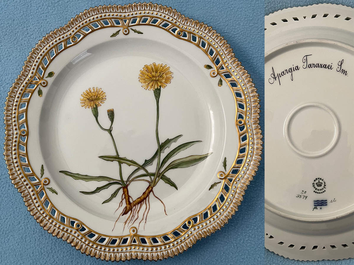 Flora Danica (1961 To Current) 11" Round Pierced Platter-Apargia tarazaci Lm. by Royal Copenhagen-1