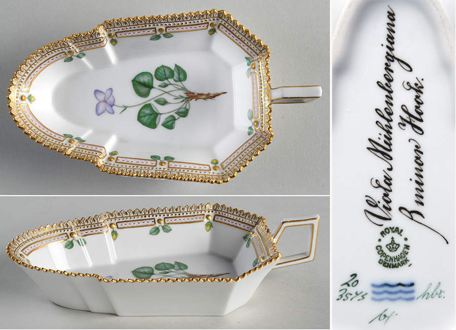 Flora Danica (1961 To Current) 7" Pickle/Accent Dish-Viola Muhlenberguana B minor by Royal Copenhagen-1