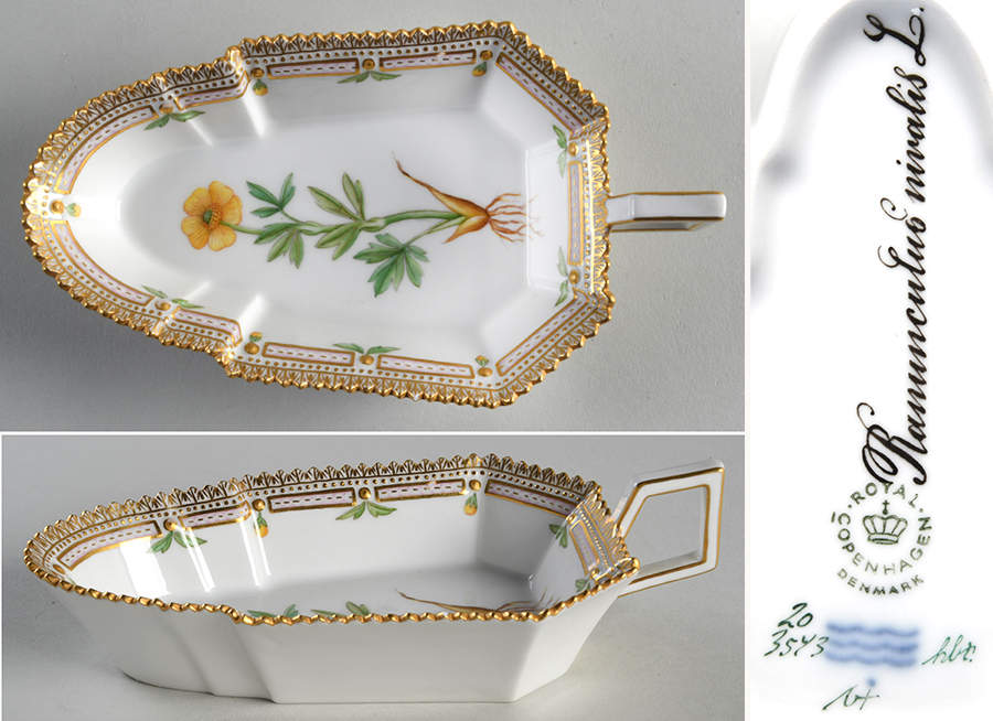Flora Danica (1961 To Current) 7" Pickle/Accent Dish-Ranunculus nivalis L by Royal Copenhagen-1