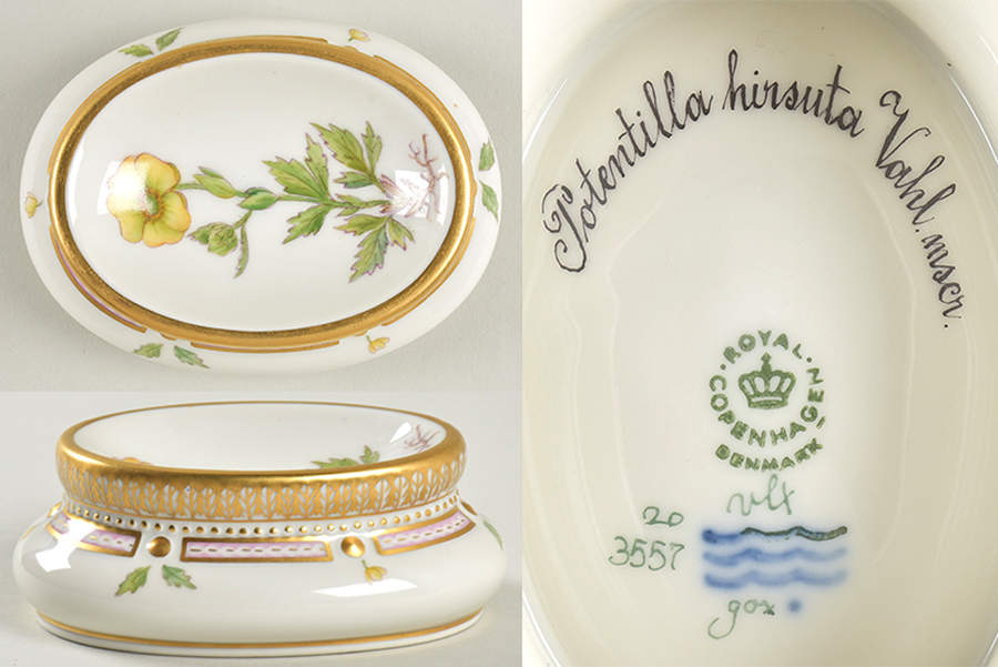 Flora Danica (1961 To Current) Salt Cellar-Potentilla hirsuta Vahl. nser by Royal Copenhagen-1