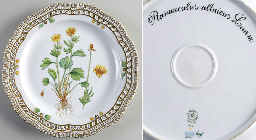 Flora Danica (1961 To Current) 10" Round Pierced Platter-Ranunculus altaicus Lase by Royal Copenhagen-1