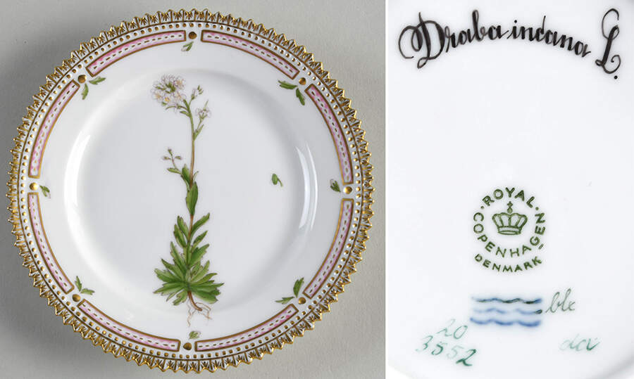 Flora Danica (1961 To Current) Bread & Butter Plate-Draba incana L by Royal Copenhagen-1