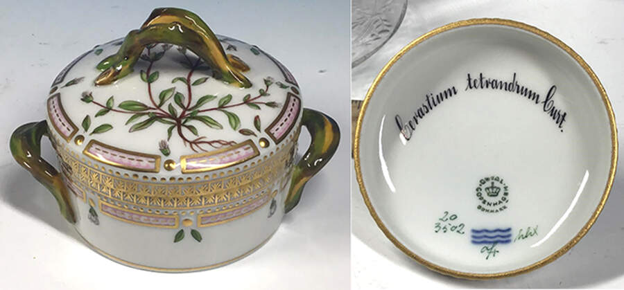 Flora Danica (1961 To Current) Small Sugar Bowl & Lid-Cerastium tetrandrum Curt by Royal Copenhagen-1