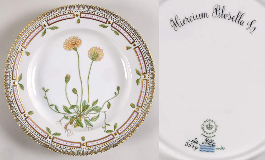 Flora Danica (1961 To Current) Dinner Plate-Hieracium Pilosella L. by Royal Copenhagen-1