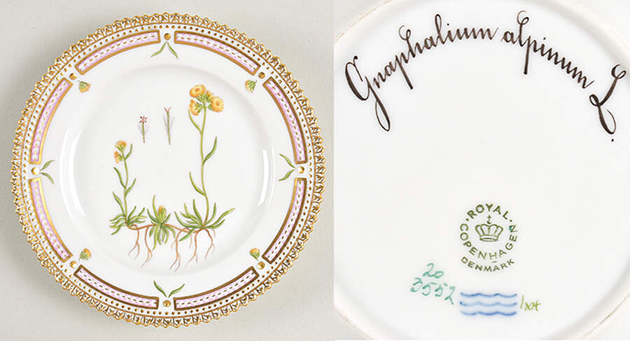 Flora Danica (1961 To Current) Bread & Butter Plate-Gnaphalium alpinum L. by Royal Copenhagen-1