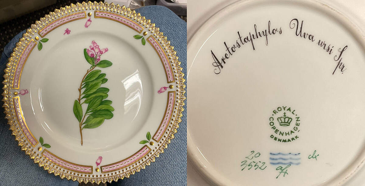 Flora Danica (1961 To Current) Bread & Butter Plate-Arbutus Uva ursi L by Royal Copenhagen-1