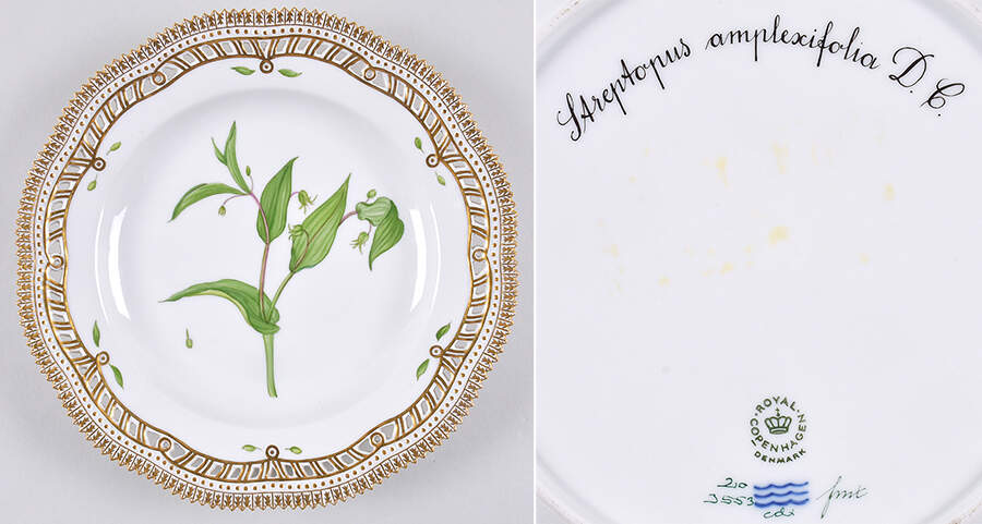 Flora Danica (1961 To Current) 10" Pierced Dinner Plate/Fruit Std-Sareptopus ampl by Royal Copenhagen-1