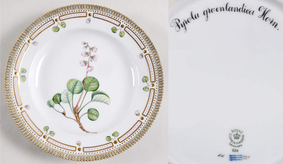Flora Danica (1961 To Current) Dinner Plate-Pyrola groenlandica Horn by Royal Copenhagen-1