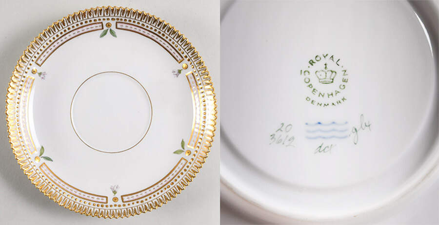 Flora Danica (1961 To Current) Saucer for 3612 Flat Cream Soup Bowl No Decal by Royal Copenhagen-1