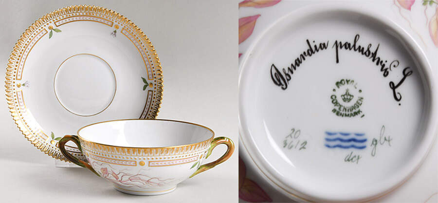 Flora Danica (1961 To Current) Flat Cream Soup & Saucer-IIsnardia palustris L. by Royal Copenhagen-1