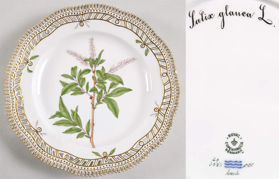 Flora Danica (1961 To Current) 10" Pierced Dinner Plate/Fruit Std-Lalix glanea L. by Royal Copenhagen-1