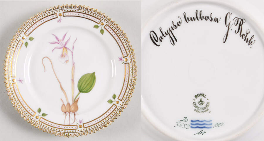 Flora Danica (1961 To Current) Bread & Butter Plate-Calypso bulbosa G Rehb by Royal Copenhagen-1