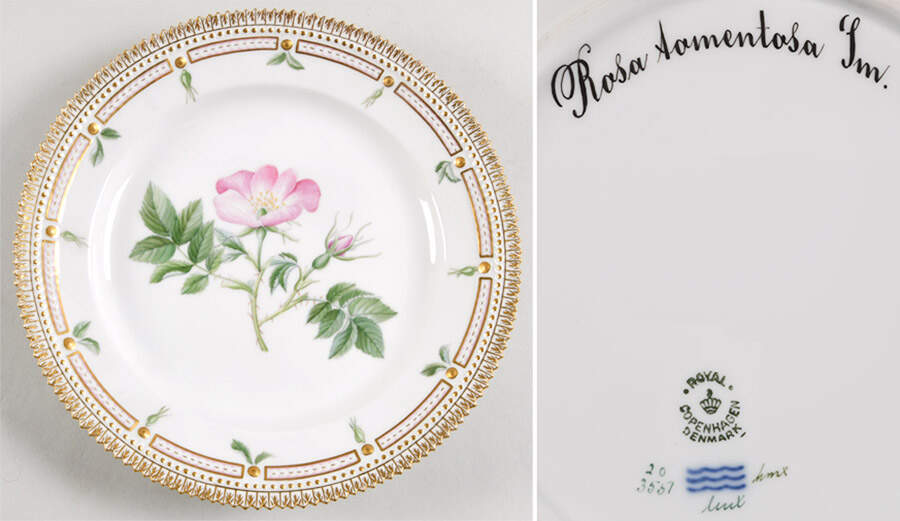 Flora Danica (1961 To Current) Luncheon Plate-Rosa aomentosa Lm. by Royal Copenhagen-1