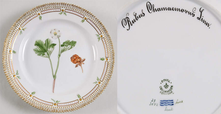 Flora Danica (1961 To Current) Luncheon Plate-Rubus Chamaemorus Linn by Royal Copenhagen-1