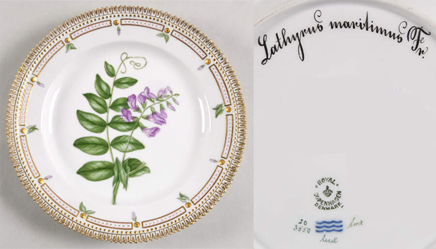 Flora Danica (1961 To Current) Luncheon Plate-Lathyrus maritimus Fr. by Royal Copenhagen-1