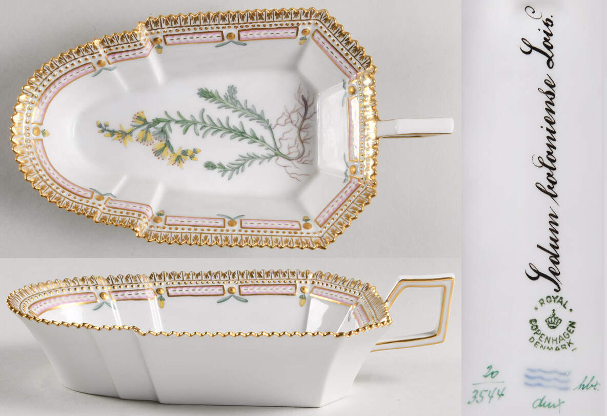 Flora Danica (1961 To Current) 8" Pickle/Accent Dish-Sedum boloniense Lois by Royal Copenhagen-1