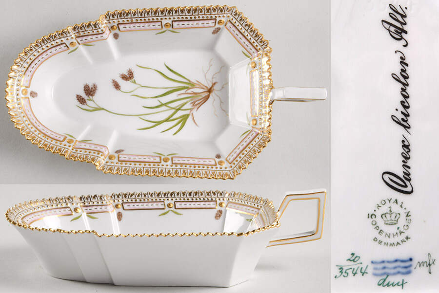 Flora Danica (1961 To Current) 8" Pickle/Accent Dish-Carex bicolor All by Royal Copenhagen-1