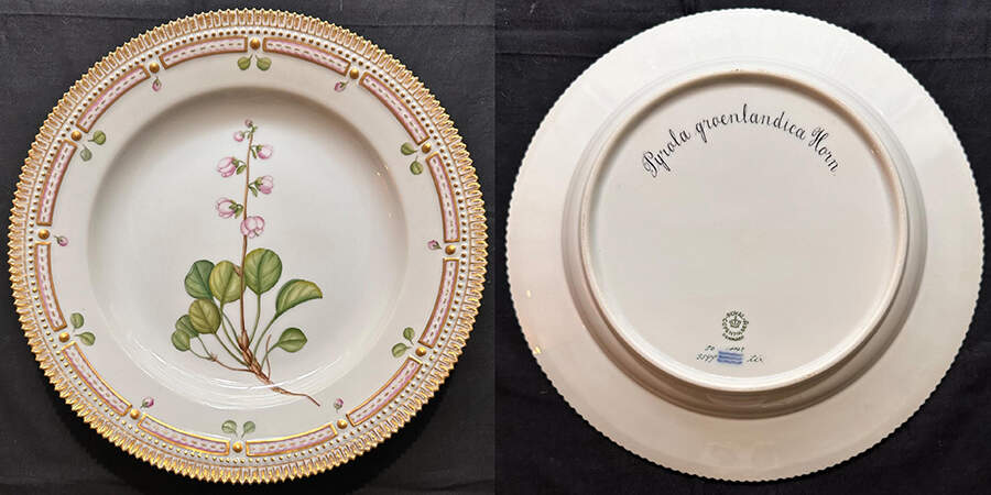 Flora Danica (1961 To Current) Dinner Plate-Pyrola groenlandiea Horn. by Royal Copenhagen-1