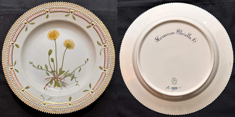 Flora Danica (1961 To Current) Dinner Plate-Hieracium Pilosella L. by Royal Copenhagen-1