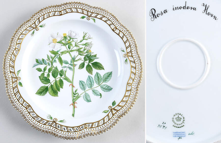 Flora Danica (1961 To Current) 11" Round Pierced Platter-Rosa inodora Horn by Royal Copenhagen-1