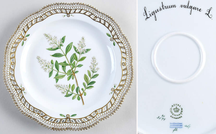 Flora Danica (1961 To Current) 11" Round Pierced Platter-Ligustrum vulgare L. by Royal Copenhagen-1