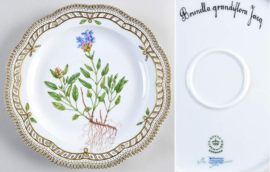 Flora Danica (1961 To Current) 11" Round Pierced Platter-Brunella grandiflora Jacq. by Royal Copenhagen-1