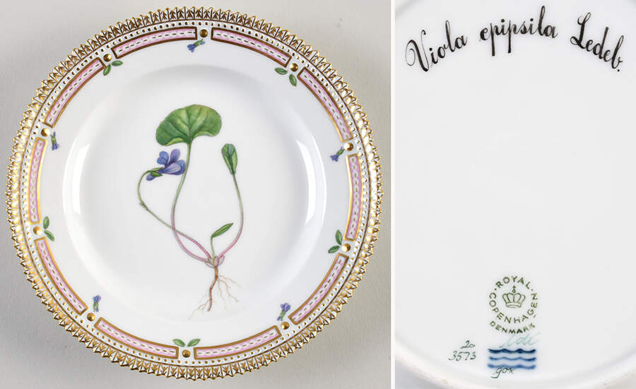 Flora Danica (1961 To Current) Salad Plate-Viola epipsila Ledeb by Royal Copenhagen-1