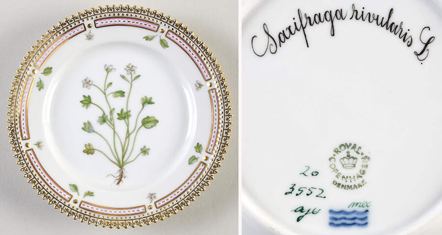 Flora Danica (1961 To Current) Bread & Butter Plate-Saxifraga Rivularis L. by Royal Copenhagen-1
