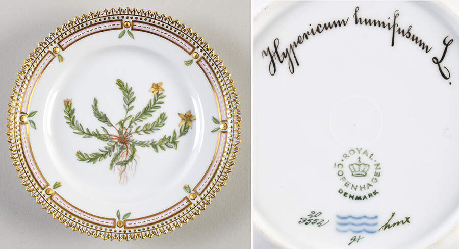 Flora Danica (1961 To Current) Bread & Butter Plate-Hypericum humifusum L. by Royal Copenhagen-1