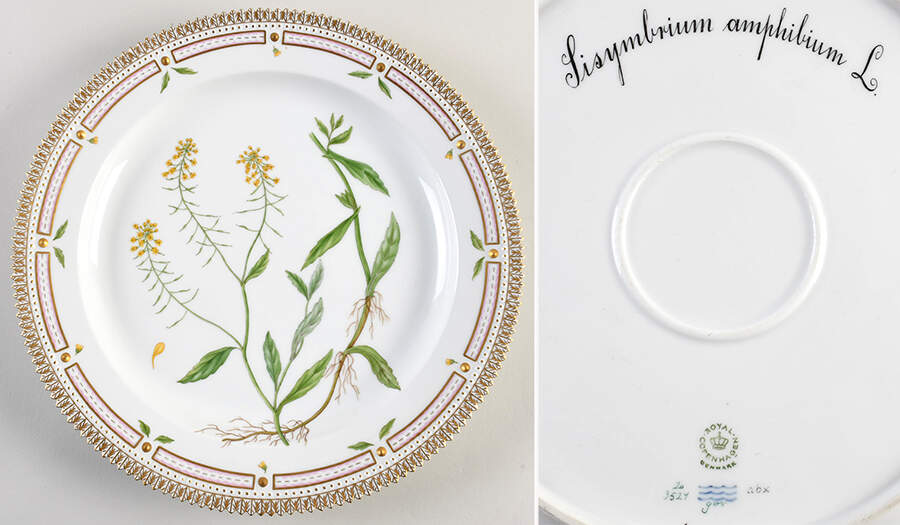 Flora Danica (1961 To Current) 13" Round Platter Lisymbrium amphibium L. by Royal Copenhagen-1