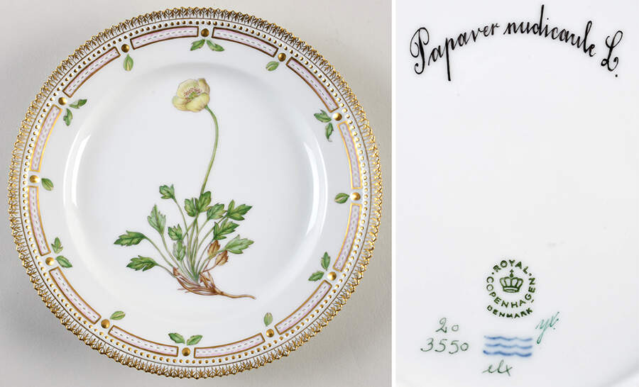 Flora Danica (1961 To Current) Luncheon Plate-Papaver nudicaule L. by Royal Copenhagen-1