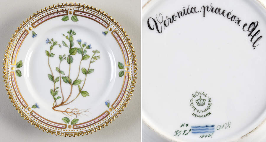 Flora Danica (1961 To Current) Bread & Butter Plate-Veronica praecox All. by Royal Copenhagen-1