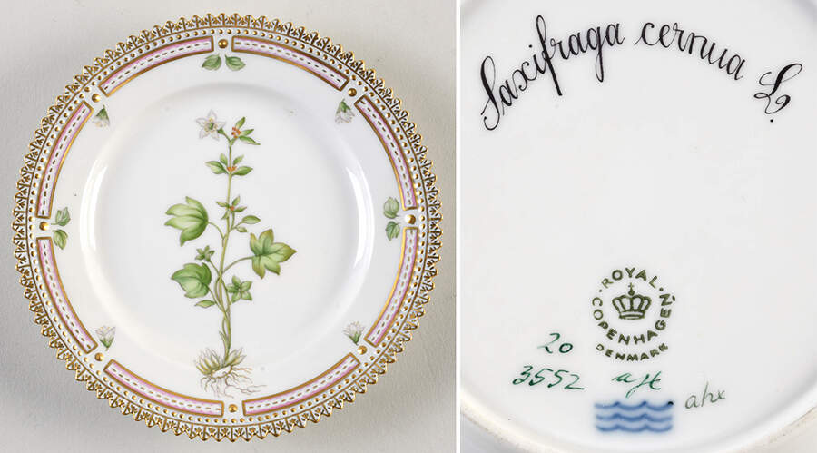 Flora Danica (1961 To Current) Bread & Butter Plate-Saxifraga cernua L. by Royal Copenhagen-1