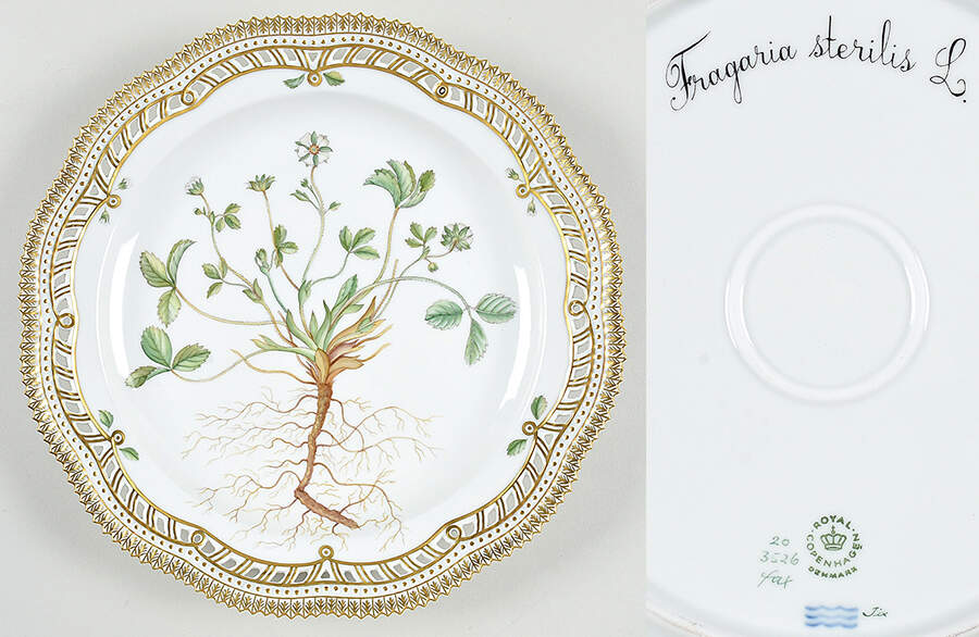 Flora Danica (1961 To Current) 10" Round Pierced Platter-Fragaria sterilis L. by Royal Copenhagen-1