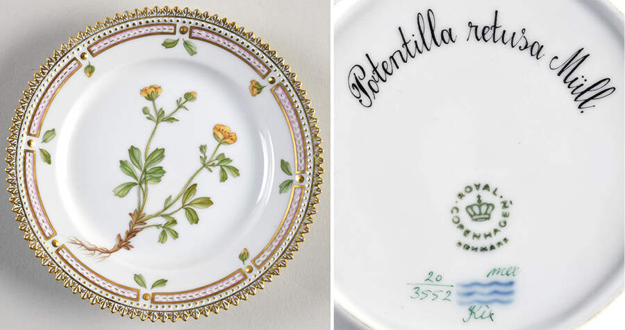 Flora Danica (1961 To Current) Bread & Butter Plate-Potentilla retusa Miill by Royal Copenhagen-1