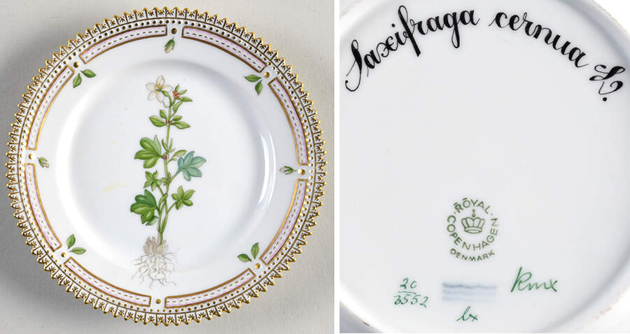 Flora Danica (1961 To Current) Bread & Butter Plate-Saxifraga cernua L. by Royal Copenhagen-1