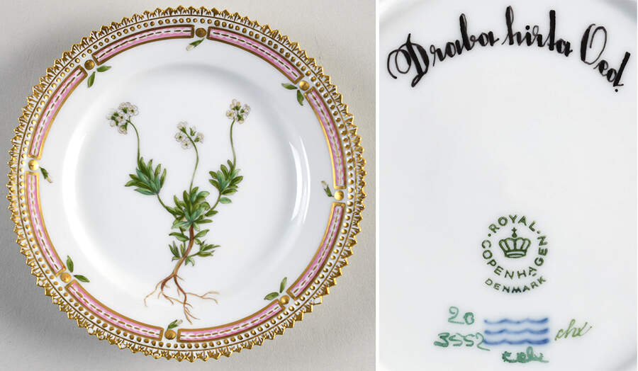 Flora Danica (1961 To Current) Bread & Butter Plate-Draba hirta Oed. by Royal Copenhagen-1