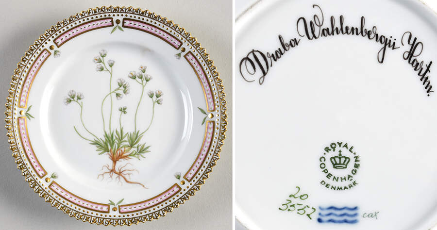 Flora Danica (1961 To Current) Bread & Butter Plate-Draba Wahlenbergii Hartm. by Royal Copenhagen-1