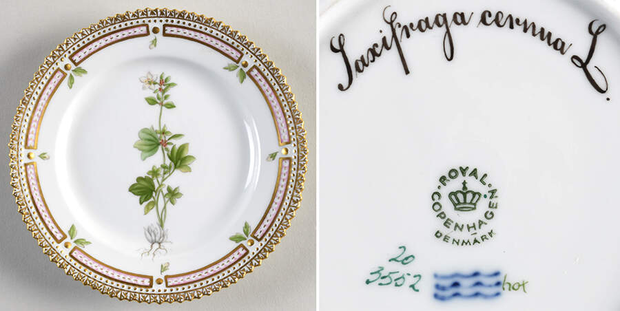 Flora Danica (1961 To Current) Bread & Butter Plate-Saxifraga cernua L. by Royal Copenhagen-1