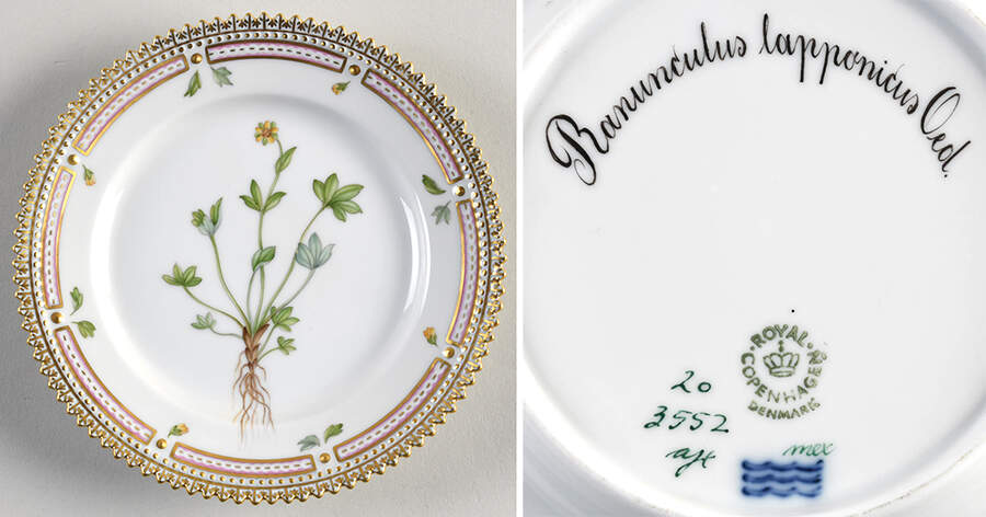 Flora Danica (1961 To Current) Bread & Butter Plate-Ranunculus lapponicus Oed. by Royal Copenhagen-1
