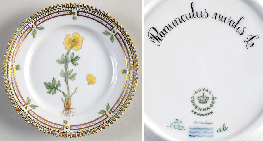 Flora Danica (1961 To Current) Bread & Butter Plate-Ranunculus nivalis L. by Royal Copenhagen-1
