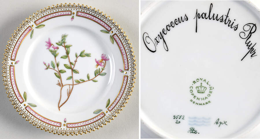 Flora Danica (1961 To Current) Bread & Butter Plate-Oxyecoccus palustris Rupr. by Royal Copenhagen-1