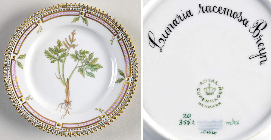 Flora Danica (1961 To Current) Bread & Butter Plate-Lunaria racemosa Breyn. by Royal Copenhagen-1
