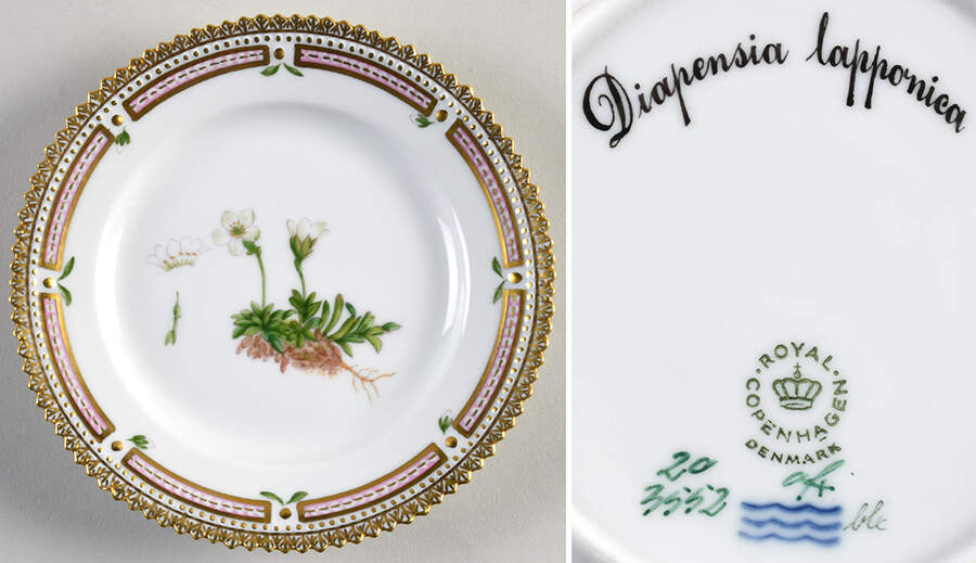 Flora Danica (1961 To Current) Bread & Butter Plate-Diapensia lapponica by Royal Copenhagen-1